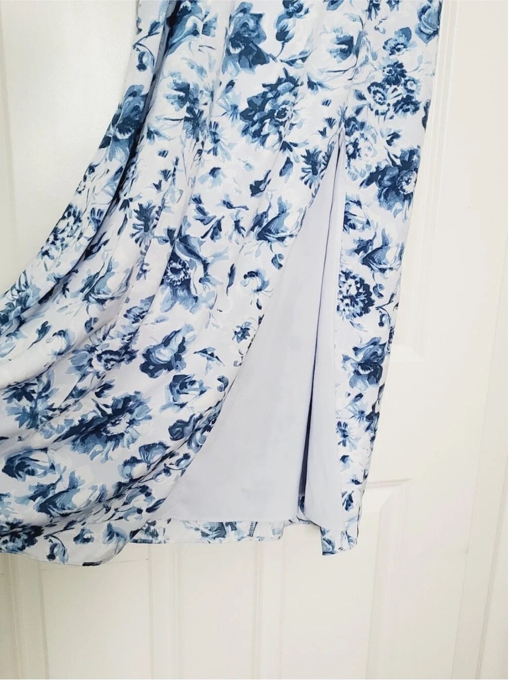 Abercrombie & Fitch Blue White Floral Bustier Sweetheart Slip Midi Dress Slit - Picture 10 of 14